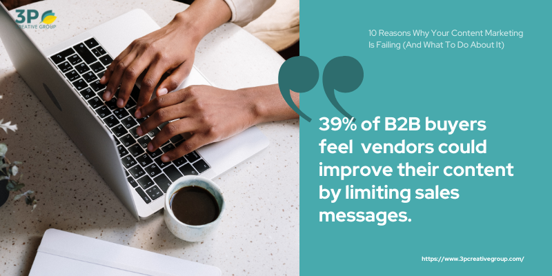 39% of B2B buyers reported that vendors could improve their content by curbing sales messages. (800 × 400 px)